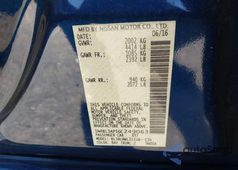 2016 Nissan Altima 3.5 Sr from USA, damaged, VIN 1N4BL3AP1GC249063